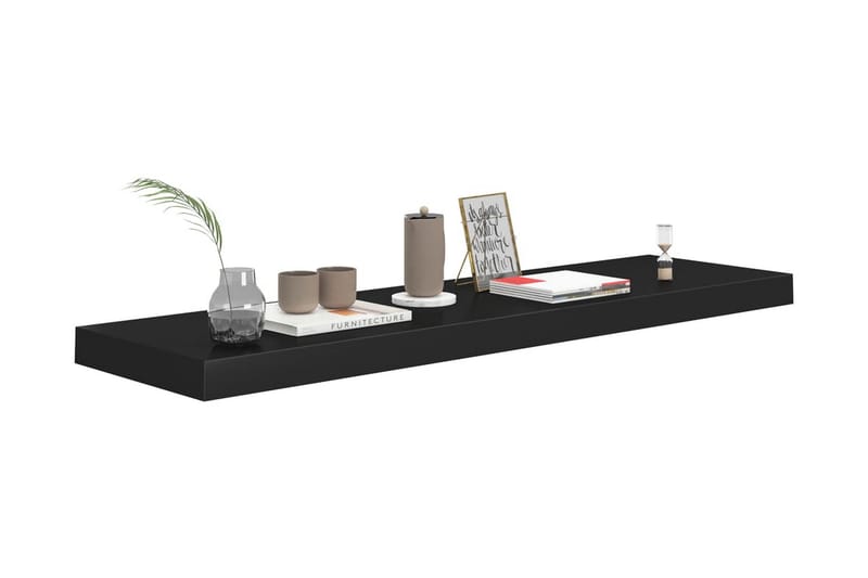 Svävande vägghyllor 2 st svart 90x23,5x3,8 cm MDF - Svart - Förvaring - Köksförvaring - Kökshylla