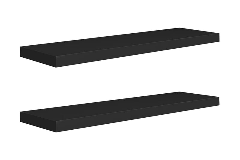 Svävande vägghyllor 2 st svart 90x23,5x3,8 cm MDF - Svart - Förvaring - Köksförvaring - Kökshylla