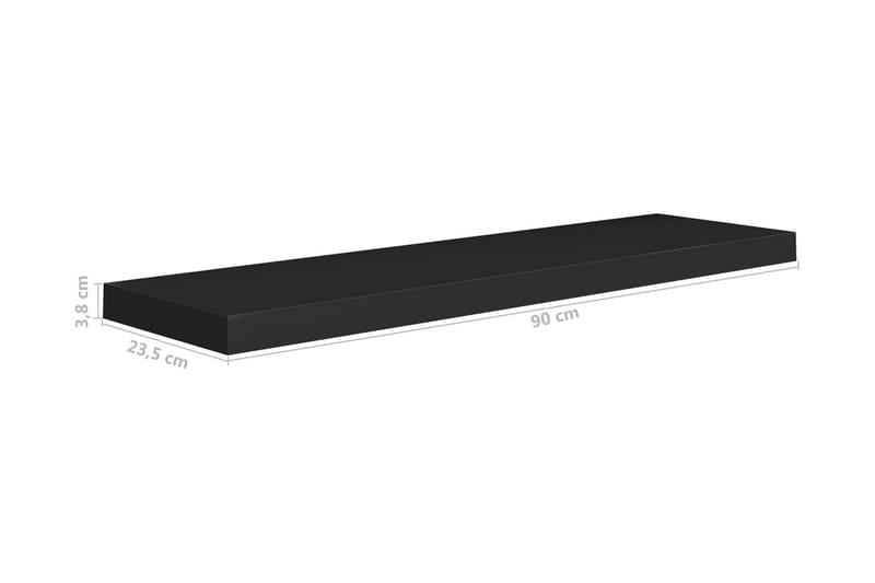 Svävande vägghyllor 2 st svart 90x23,5x3,8 cm MDF - Svart - Förvaring - Köksförvaring - Kökshylla