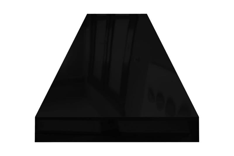 Svävande vägghyllor 2 st svart högglans 120x23,5x3,8 cm MDF - Svart - Kökshylla - Vägghylla