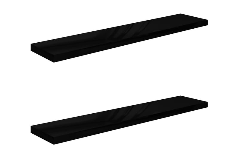 Svävande vägghyllor 2 st svart högglans 120x23,5x3,8 cm MDF - Svart - Förvaring - Köksförvaring - Kökshylla