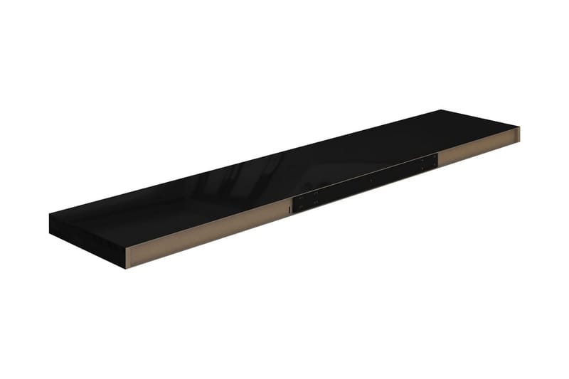 Svävande vägghyllor 2 st svart högglans 120x23,5x3,8 cm MDF - Svart - Förvaring - Köksförvaring - Kökshylla