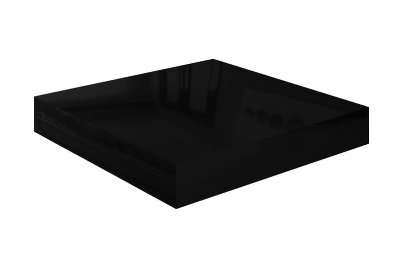 Svävande vägghyllor 2 st svart högglans 23x23,5x3,8 cm MDF - Svart - Förvaring - Köksförvaring - Kökshylla