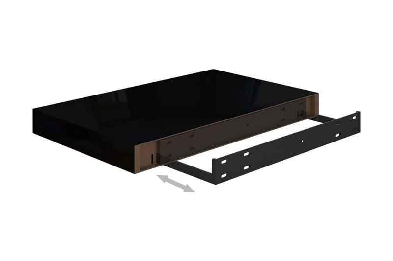 Svävande vägghyllor 2 st svart högglans 40x23x3,8 cm MDF - Svart - Förvaring - Köksförvaring - Kökshylla