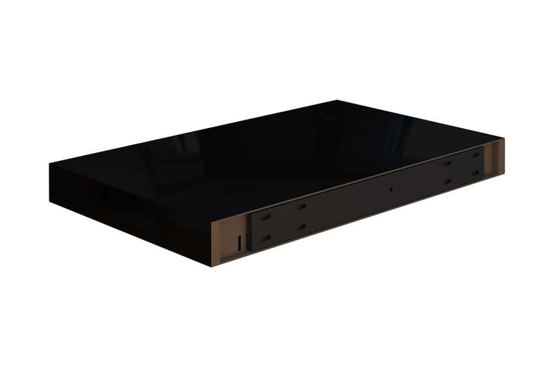 Svävande vägghyllor 2 st svart högglans 40x23x3,8 cm MDF - Svart - Förvaring - Köksförvaring - Kökshylla