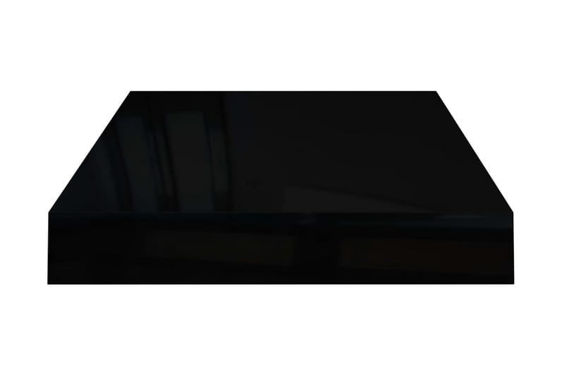 Svävande vägghyllor 2 st svart högglans 40x23x3,8 cm MDF - Svart - Förvaring - Köksförvaring - Kökshylla