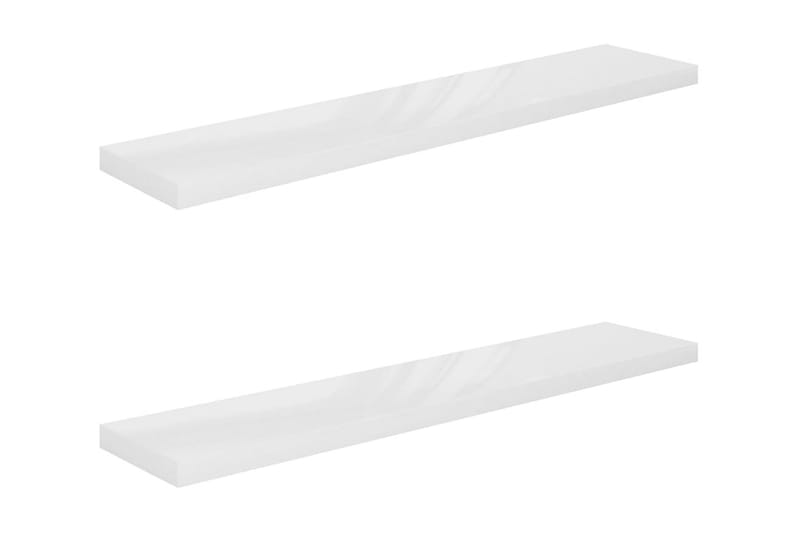 Svävande vägghyllor 2 st vit högglans 120x23,5x3,8 cm MDF - Vit - Förvaring - Köksförvaring - Kökshylla