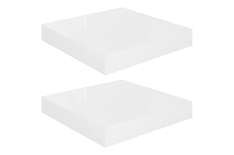 Svävande vägghyllor 2 st vit högglans 23x23,5x3,8 cm MDF - Vit - Förvaring - Köksförvaring - Kökshylla