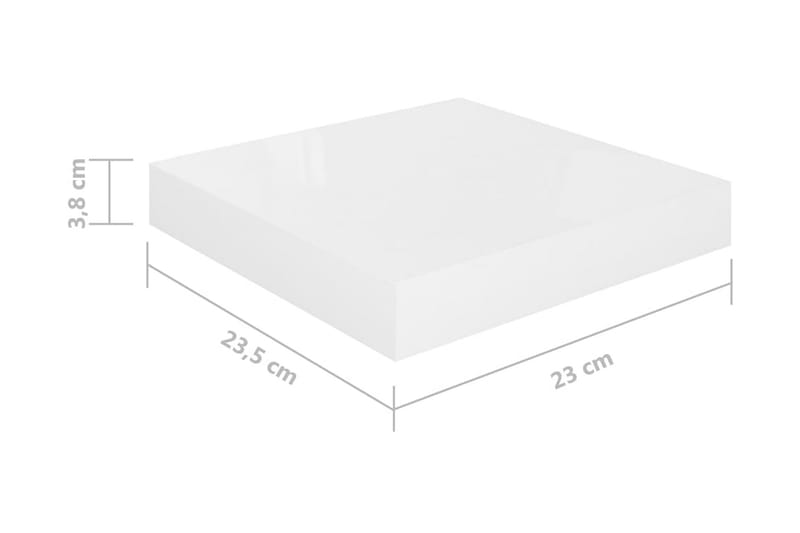 Svävande vägghyllor 2 st vit högglans 23x23,5x3,8 cm MDF - Vit - Förvaring - Köksförvaring - Kökshylla