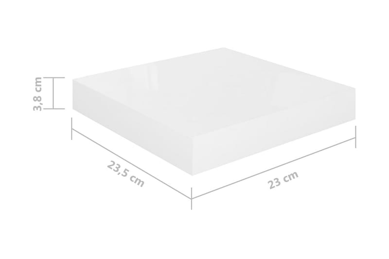 Svävande vägghyllor 2 st vit högglans 23x23,5x3,8 cm MDF - Vit - Kökshylla - Vägghylla
