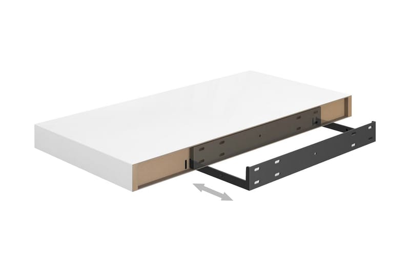 Svävande vägghyllor 2 st vit högglans 50x23x3,8 cm MDF - Vit - Förvaring - Köksförvaring - Kökshylla