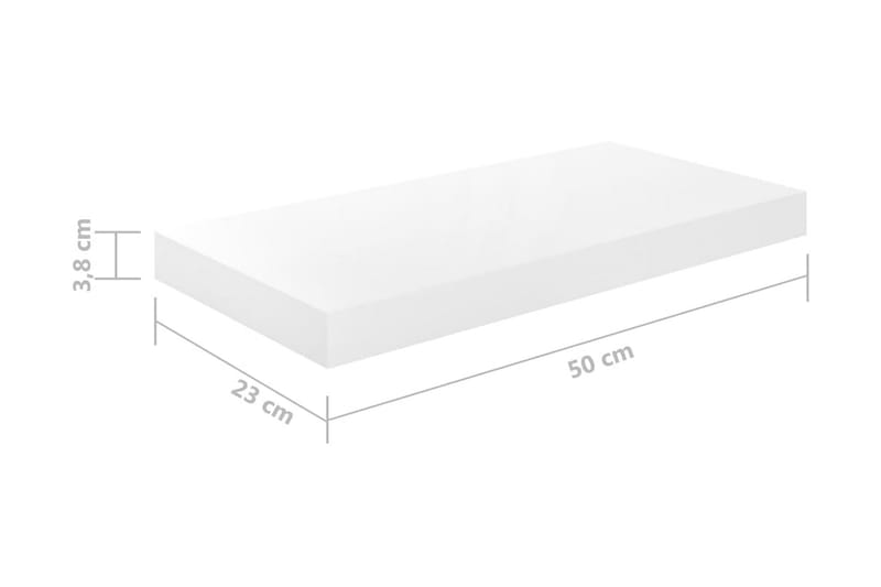 Svävande vägghyllor 2 st vit högglans 50x23x3,8 cm MDF - Vit - Förvaring - Köksförvaring - Kökshylla