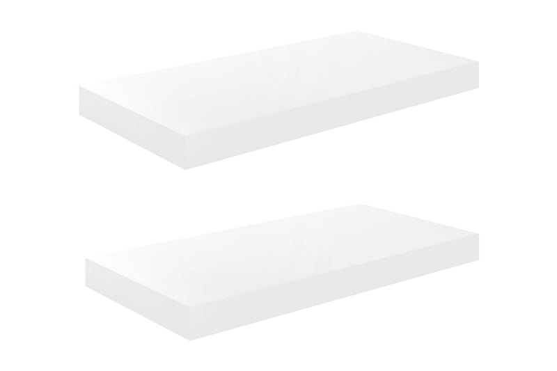 Svävande vägghyllor 2 st vit högglans 50x23x3,8 cm MDF - Vit - Förvaring - Köksförvaring - Kökshylla