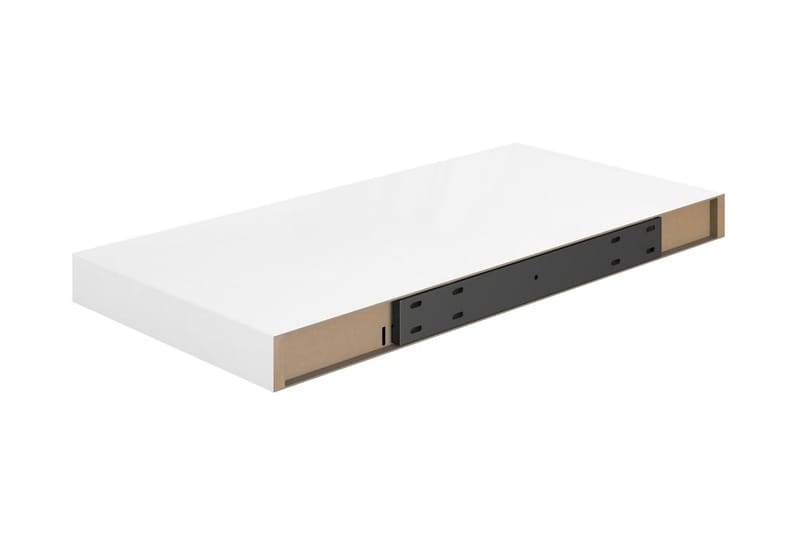 Svävande vägghyllor 2 st vit högglans 50x23x3,8 cm MDF - Vit - Förvaring - Köksförvaring - Kökshylla