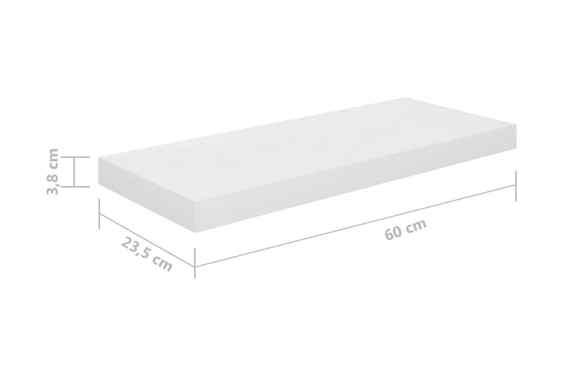 Svävande vägghyllor 2 st vit högglans 60x23,5x3,8 cm MDF - Vit - Förvaring - Köksförvaring - Kökshylla