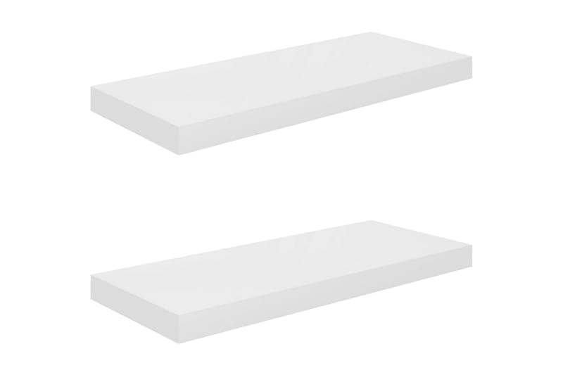 Svävande vägghyllor 2 st vit högglans 60x23,5x3,8 cm MDF - Vit - Förvaring - Köksförvaring - Kökshylla