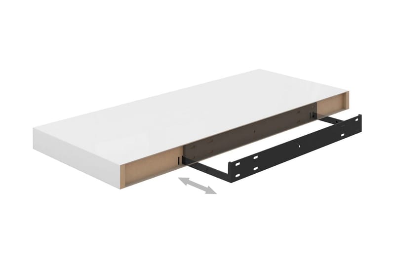 Svävande vägghyllor 2 st vit högglans 60x23,5x3,8 cm MDF - Vit - Förvaring - Köksförvaring - Kökshylla