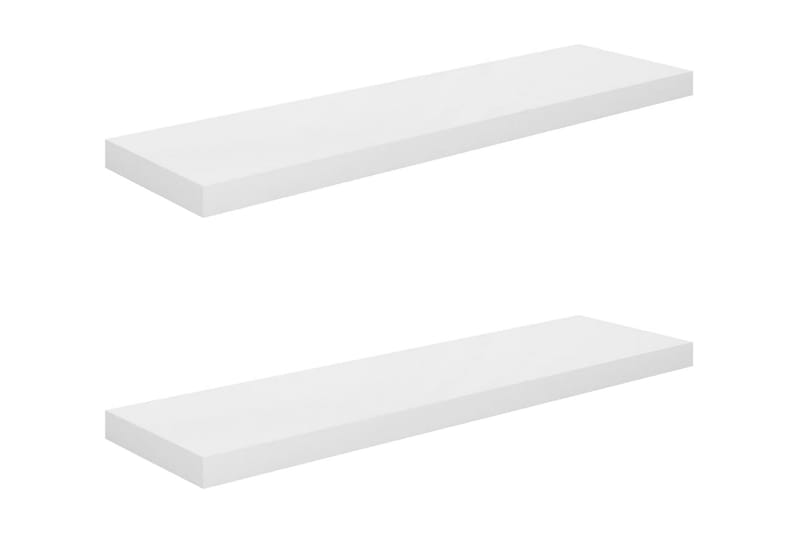 Svävande vägghyllor 2 st vit högglans 90x23,5x3,8 cm MDF - Vit - Förvaring - Köksförvaring - Kökshylla