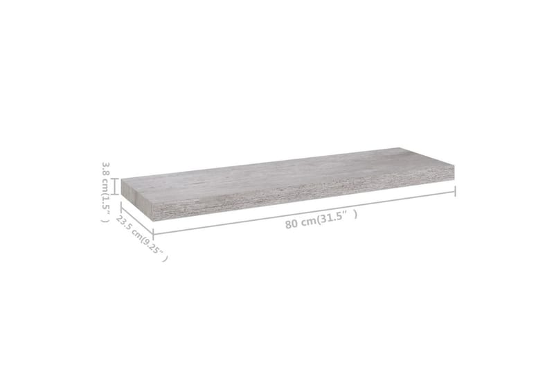 Svävande vägghyllor 4 st betonggrå 80x23,5x3,8 cm MDF - Betonggrå - Kökshylla - Vägghylla