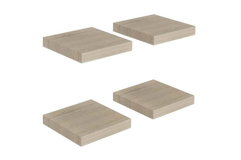 Svävande vägghyllor 4 st ek 23x23,5x3,8 cm MDF - Brun - Förvaring - Köksförvaring - Kökshylla