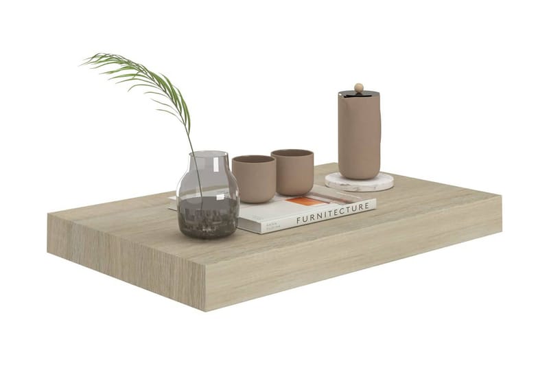 Svävande vägghyllor 4 st ek 40x23x3,8 cm MDF - Brun - Förvaring - Köksförvaring - Kökshylla