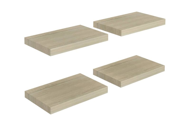 Svävande vägghyllor 4 st ek 40x23x3,8 cm MDF - Brun - Förvaring - Köksförvaring - Kökshylla