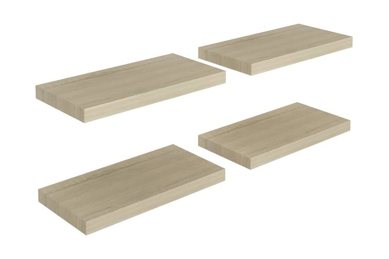Svävande vägghyllor 4 st ek 50x23x3,8 cm MDF - Brun - Förvaring - Köksförvaring - Kökshylla