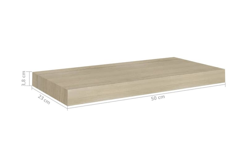 Svävande vägghyllor 4 st ek 50x23x3,8 cm MDF - Brun - Förvaring - Köksförvaring - Kökshylla