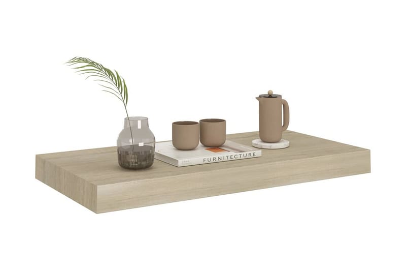 Svävande vägghyllor 4 st ek 50x23x3,8 cm MDF - Brun - Förvaring - Köksförvaring - Kökshylla