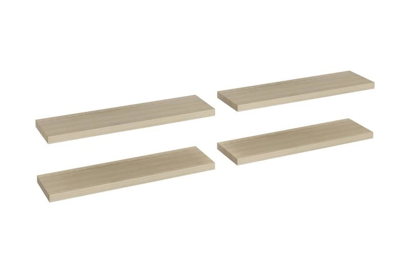 Svävande vägghyllor 4 st ek 90x23,5x3,8 cm MDF - Brun - Förvaring - Köksförvaring - Kökshylla