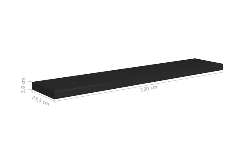 Svävande vägghyllor 4 st svart 120x23,5x3,8 cm MDF - Svart - Förvaring - Köksförvaring - Kökshylla