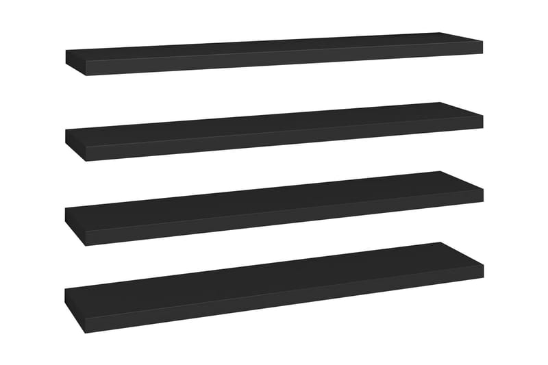 Svävande vägghyllor 4 st svart 120x23,5x3,8 cm MDF - Svart - Förvaring - Köksförvaring - Kökshylla