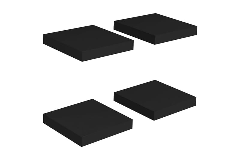 Svävande vägghyllor 4 st svart 23x23,5x3,8 cm MDF - Svart - Förvaring - Köksförvaring - Kökshylla