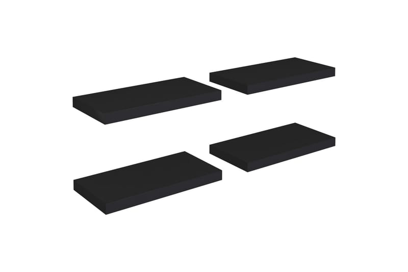 Svävande vägghyllor 4 st svart 50x23x3,8 cm MDF - Svart - Förvaring - Köksförvaring - Kökshylla