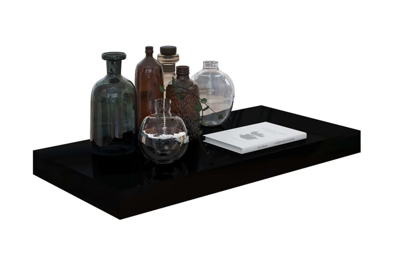 Svävande vägghyllor 4 st svart högglans 50x23x3,8 cm MDF - Svart - Förvaring - Köksförvaring - Kökshylla