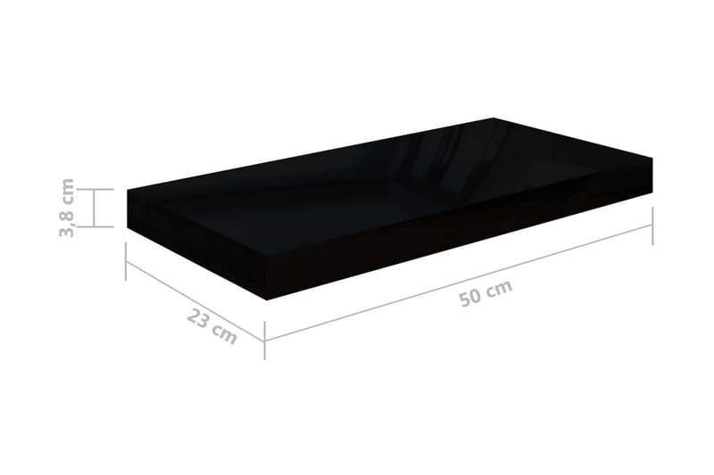 Svävande vägghyllor 4 st svart högglans 50x23x3,8 cm MDF - Svart - Förvaring - Köksförvaring - Kökshylla