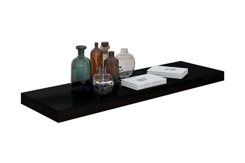Svävande vägghyllor 4 st svart högglans 80x23,5x3,8 cm MDF - Svart - Förvaring - Köksförvaring - Kökshylla