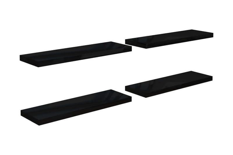 Svävande vägghyllor 4 st svart högglans 80x23,5x3,8 cm MDF - Svart - Förvaring - Köksförvaring - Kökshylla