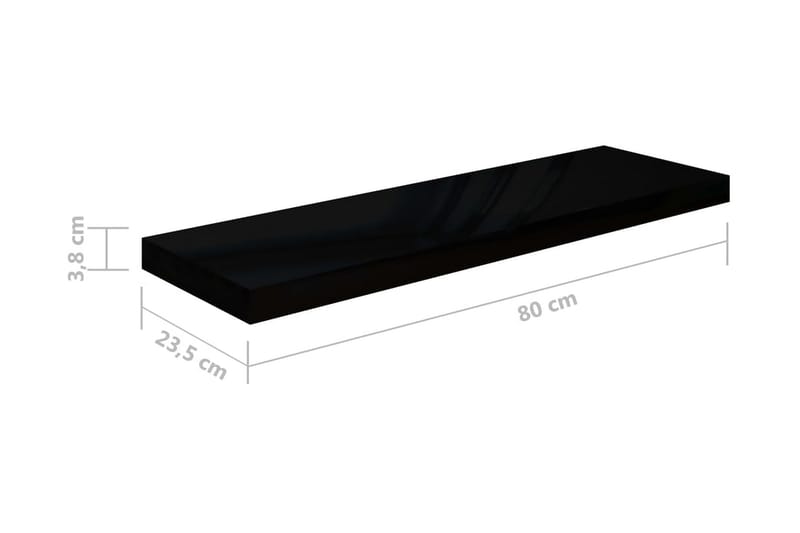 Svävande vägghyllor 4 st svart högglans 80x23,5x3,8 cm MDF - Svart - Förvaring - Köksförvaring - Kökshylla