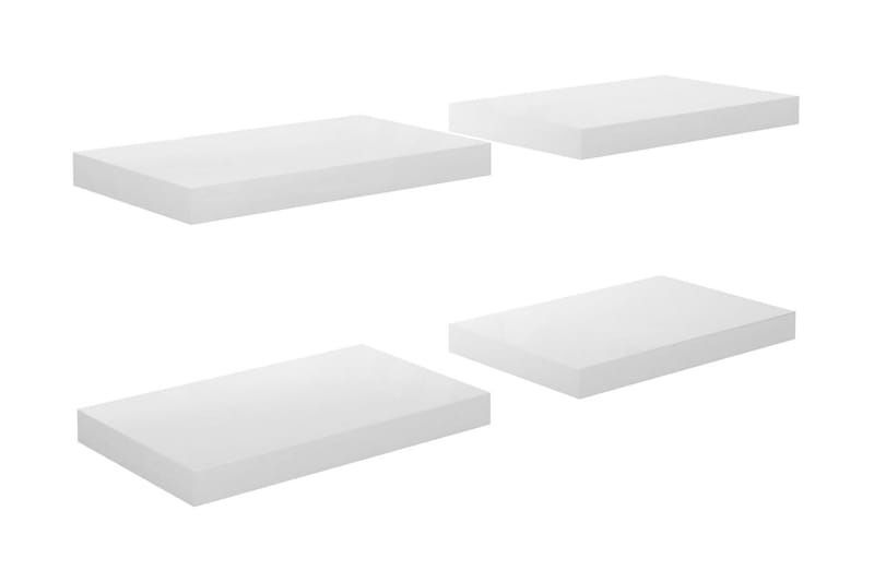 Svävande vägghyllor 4 st vit högglans 40x23x3,8 cm MDF - Vit - Förvaring - Köksförvaring - Kökshylla