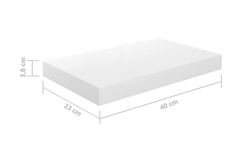 Svävande vägghyllor 4 st vit högglans 40x23x3,8 cm MDF - Vit - Förvaring - Köksförvaring - Kökshylla