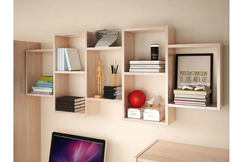 Trio Vägghylla 161x18x65 cm - Beige - Förvaring - Köksförvaring - Kökshylla