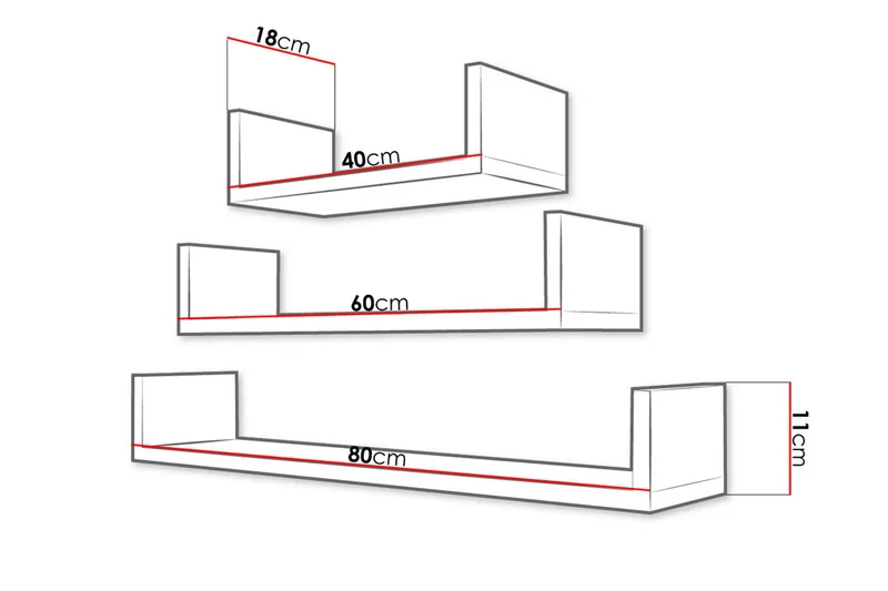 Trio Vägghylla - Grå/Vit - Förvaring - Köksförvaring - Kökshylla