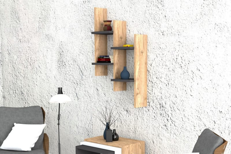 TYLOCK Vägghylla 49 cm Antracit/Valnöt - Förvaring - Köksförvaring - Kökshylla