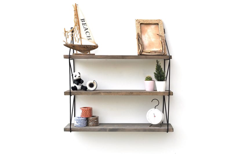 VÄGGHYLLA 15x60 cm Valnöt/Svart - Förvaring - Köksförvaring - Kökshylla