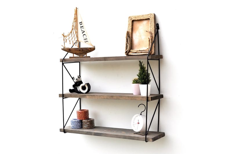 VÄGGHYLLA 15x60 cm Valnöt/Svart - Förvaring - Köksförvaring - Kökshylla