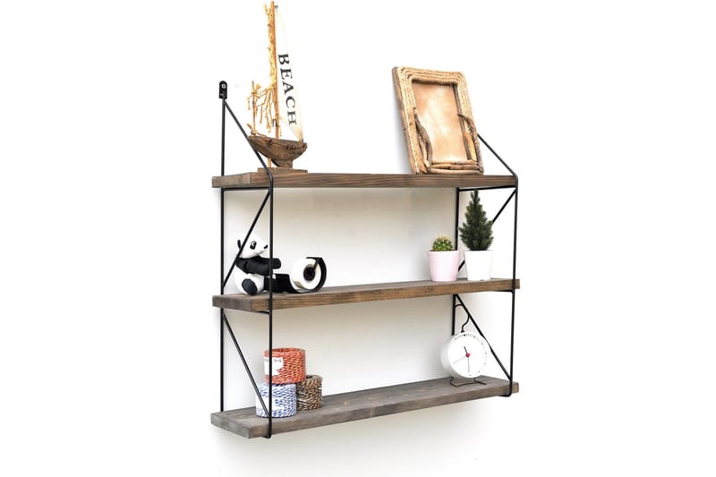VÄGGHYLLA 15x60 cm Valnöt/Svart - Förvaring - Köksförvaring - Kökshylla
