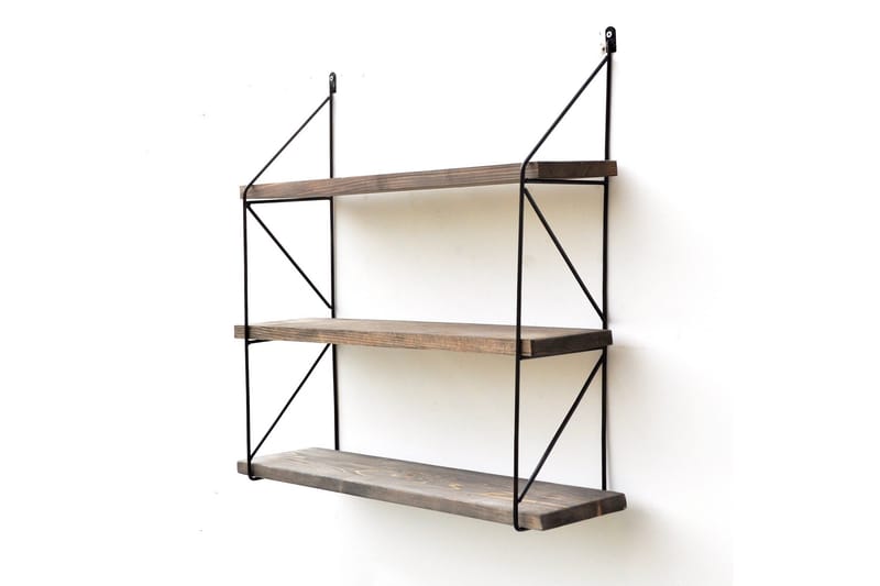 VÄGGHYLLA 15x60 cm Valnöt/Svart - Förvaring - Köksförvaring - Kökshylla