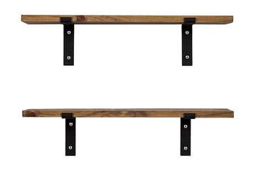 Vägghylla 16x60 cm 2-pack - Valnöt/Svart - Förvaring - Köksförvaring - Kökshylla
