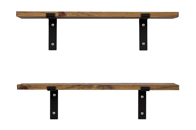 Vägghylla 16x60 cm 2-pack - Valnöt/Svart - Förvaring - Köksförvaring - Kökshylla